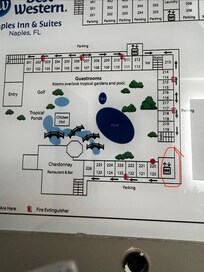 Circled elevator is not in service and looks like it hasn’t been for a long time