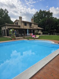 Main hose across pool.