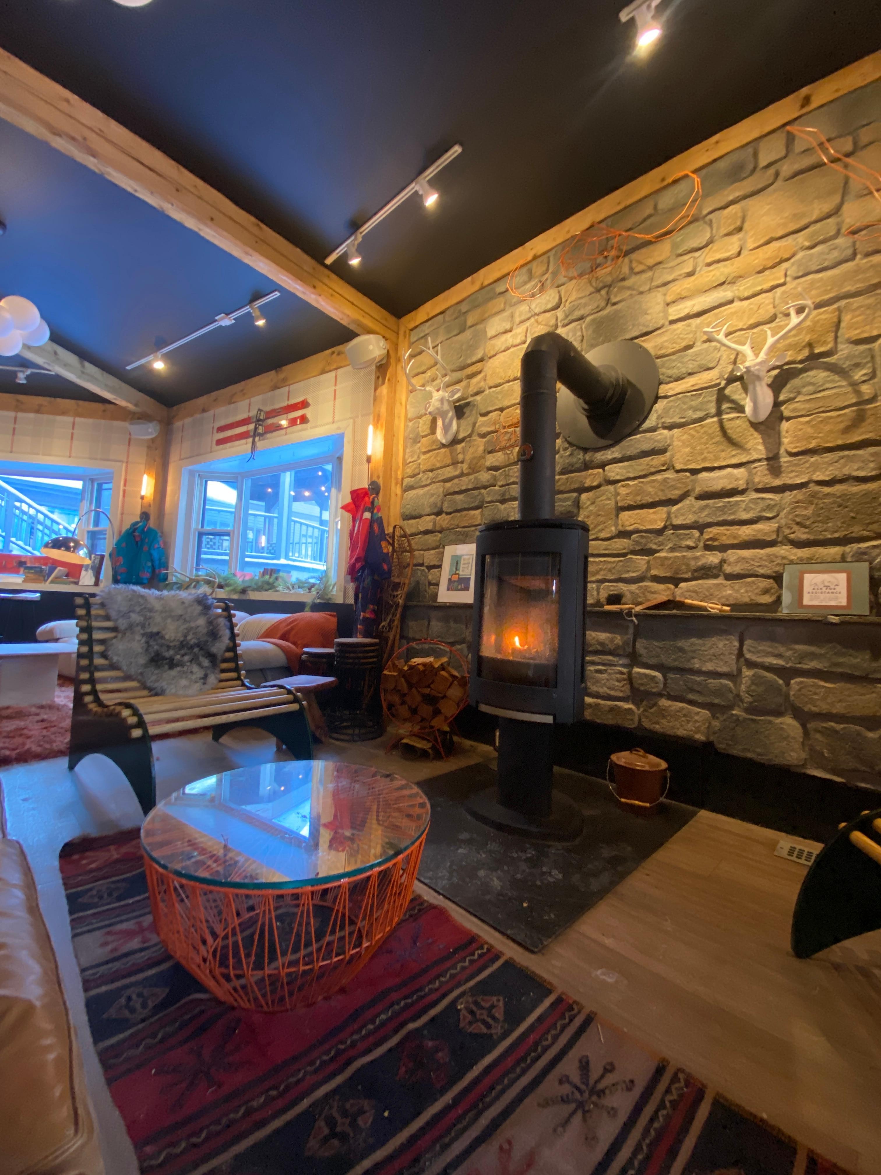 One of the many cozy seating areas