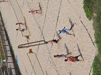 Volleyball area is right below. Was fun to watch.
