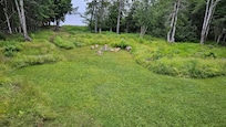 Backyard with firepit.