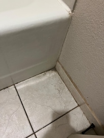 The bathroom floor was filthy.