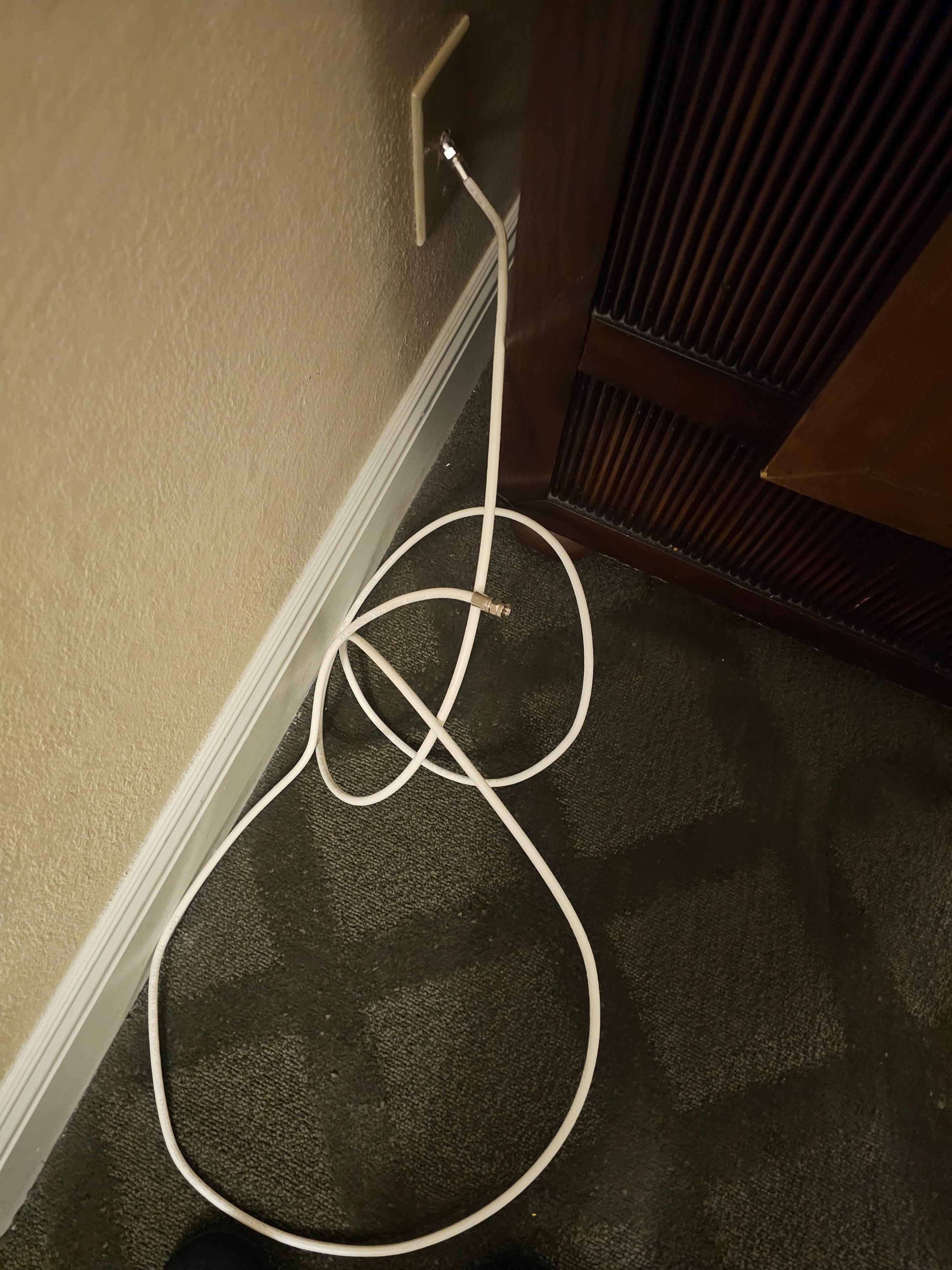 Cable not connected. No power cord connecting the TV