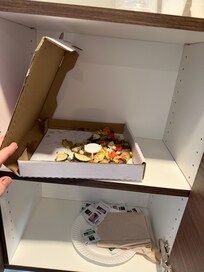 Someone left ½ a pizza in the cupboard