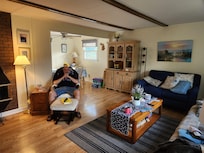 Brother relaxing before shopping with the sisters