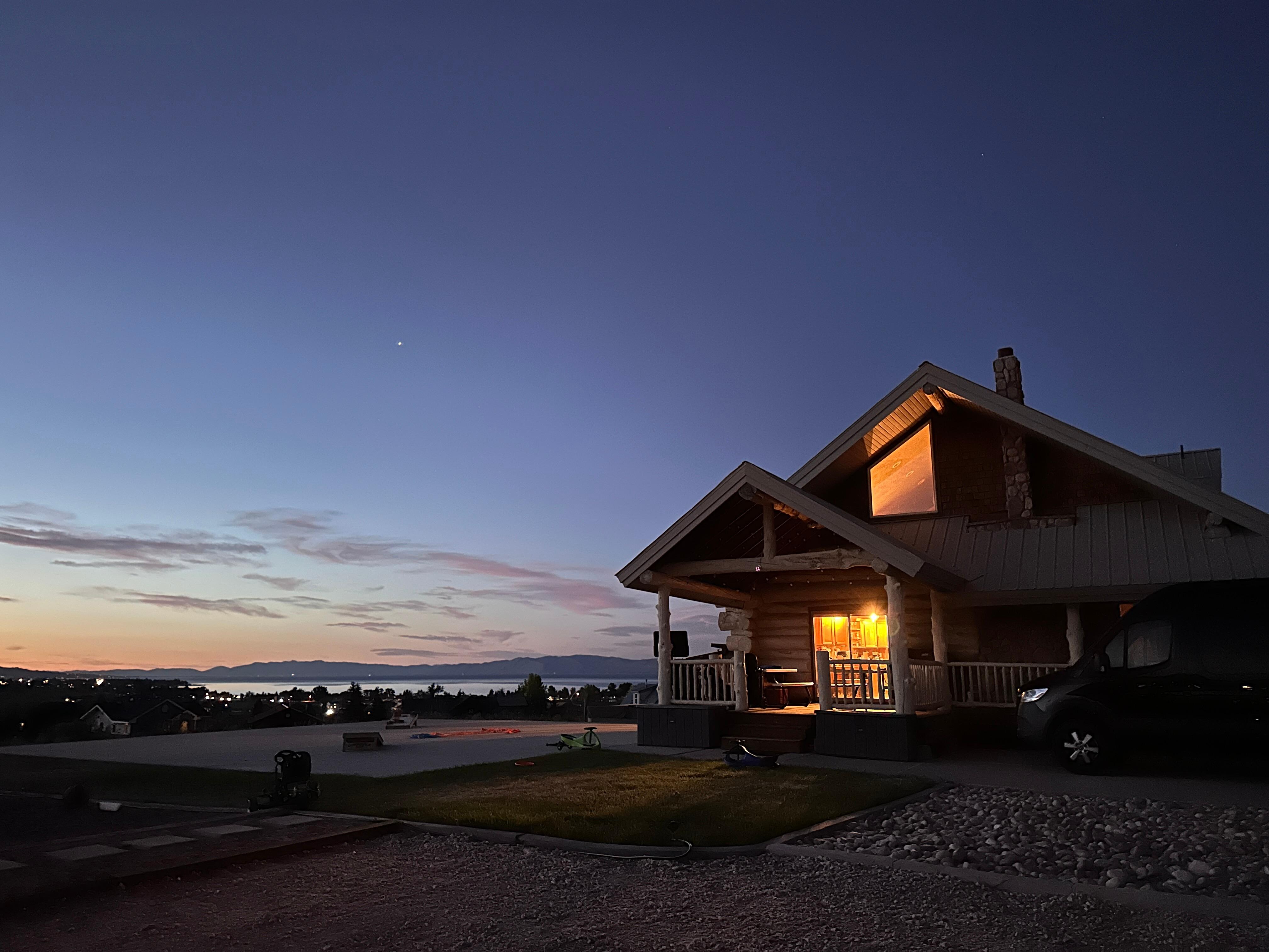Dusk by the fire pit