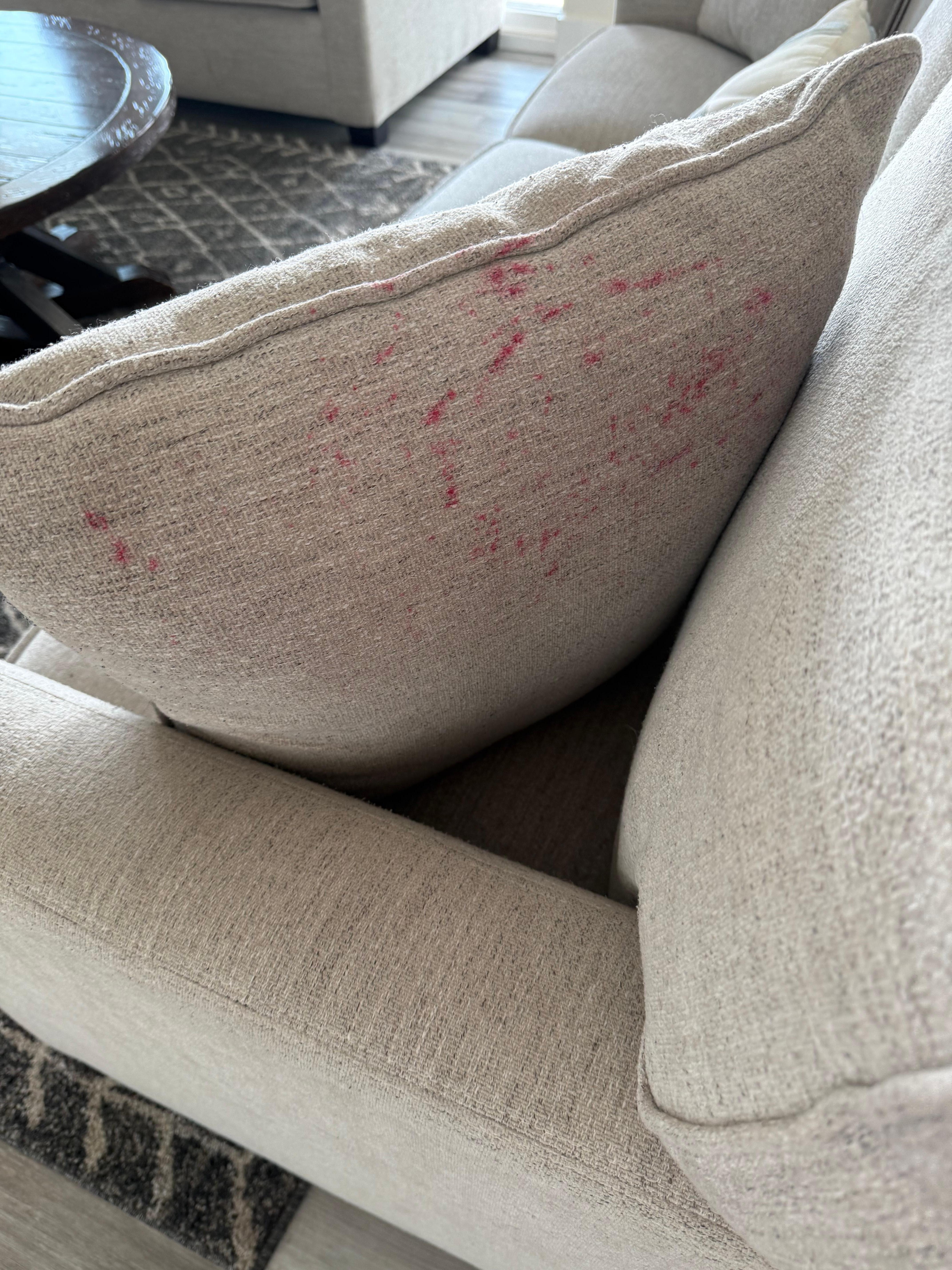 Stains on couch pillows