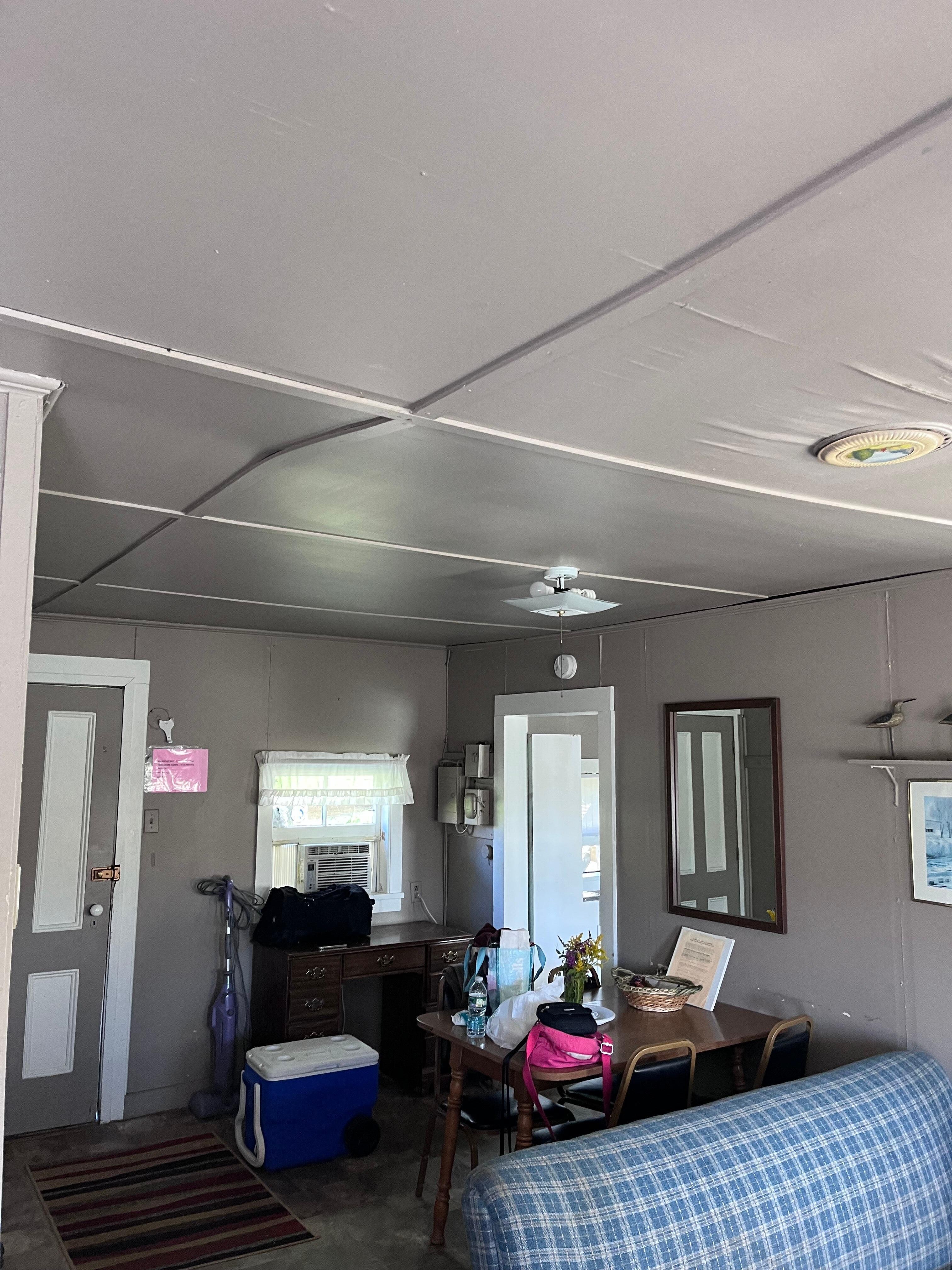 Ceiling and walls shows signs of collapsing.