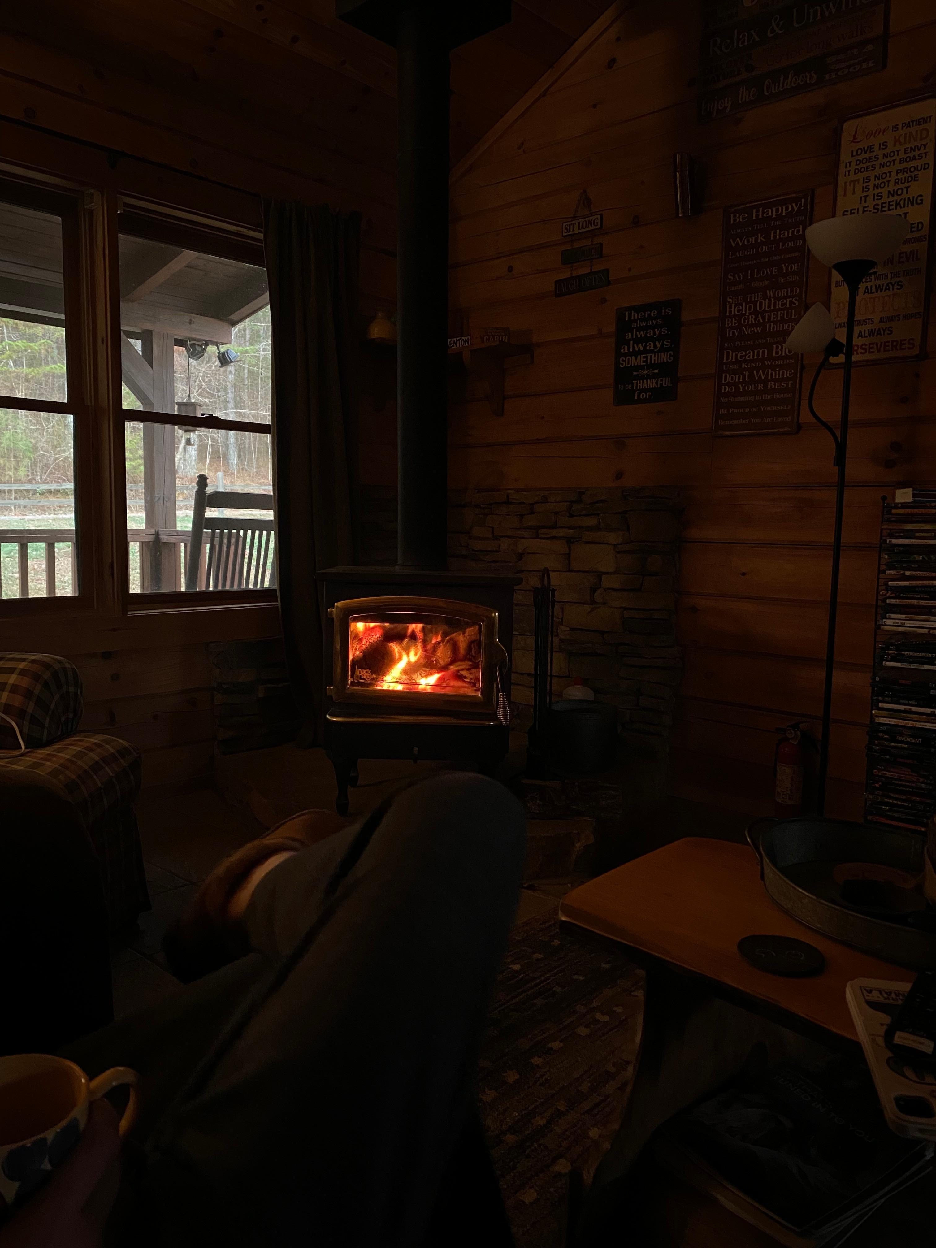 A lovely fire for a cold, wet, day. 