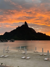 One of the amazing sunset colour displays over Mt Otemanu