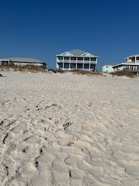 From ocean looking back to beach house
