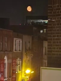 Moon over Dublin from hotel window