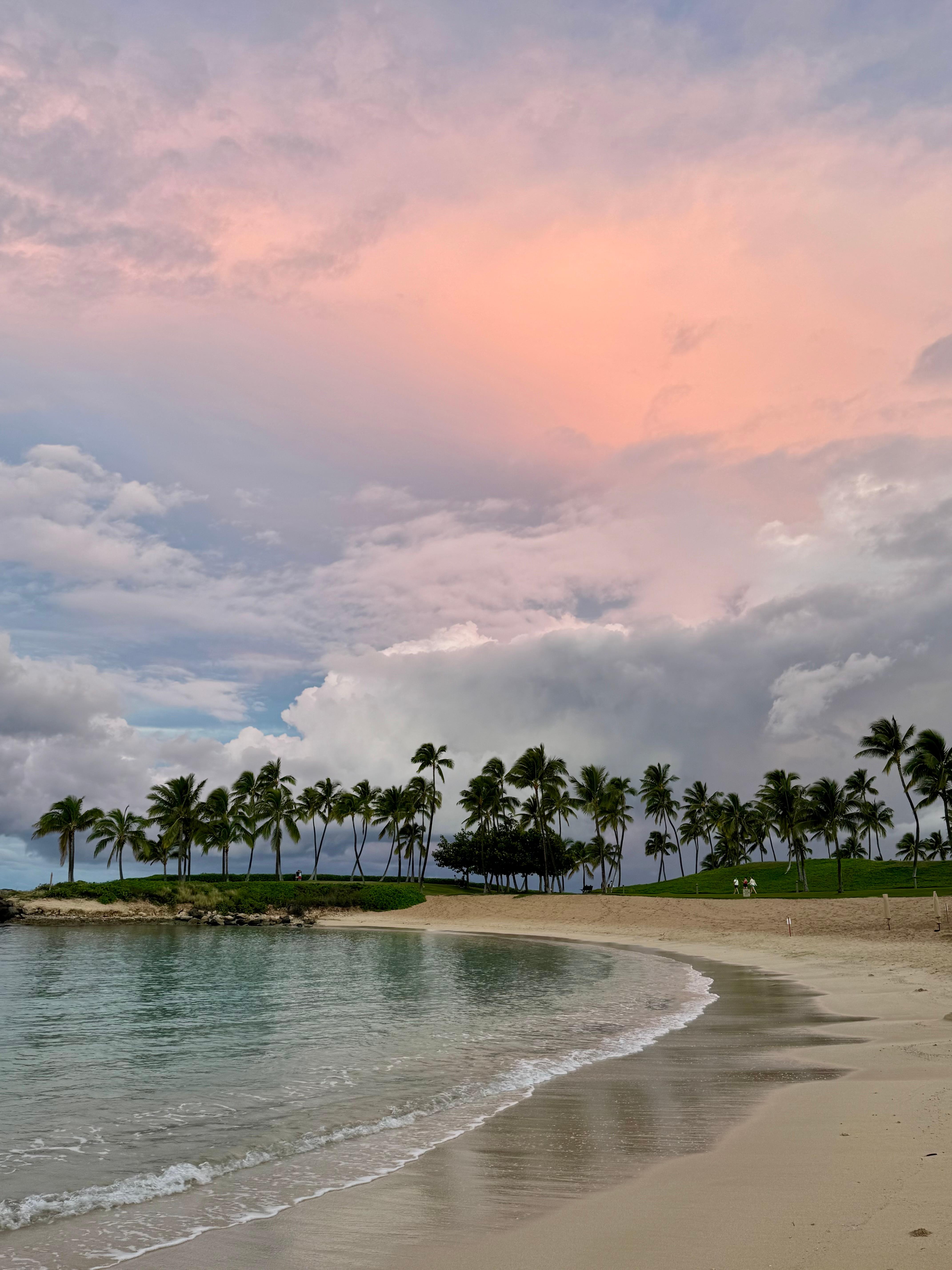 Walking in the morning on the sidewalk that connects all the resorts.