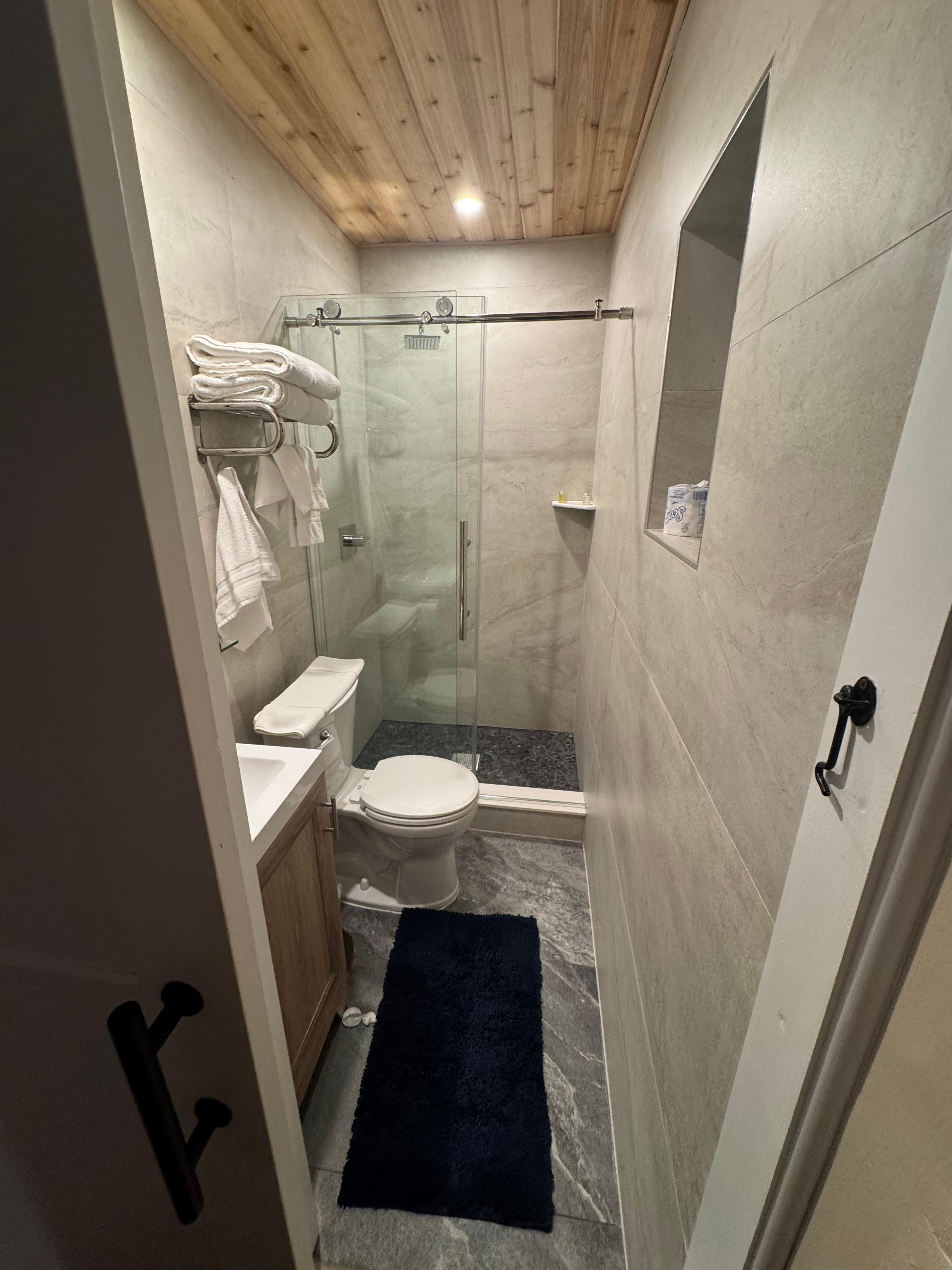 Bathroom small but was still nice and clean