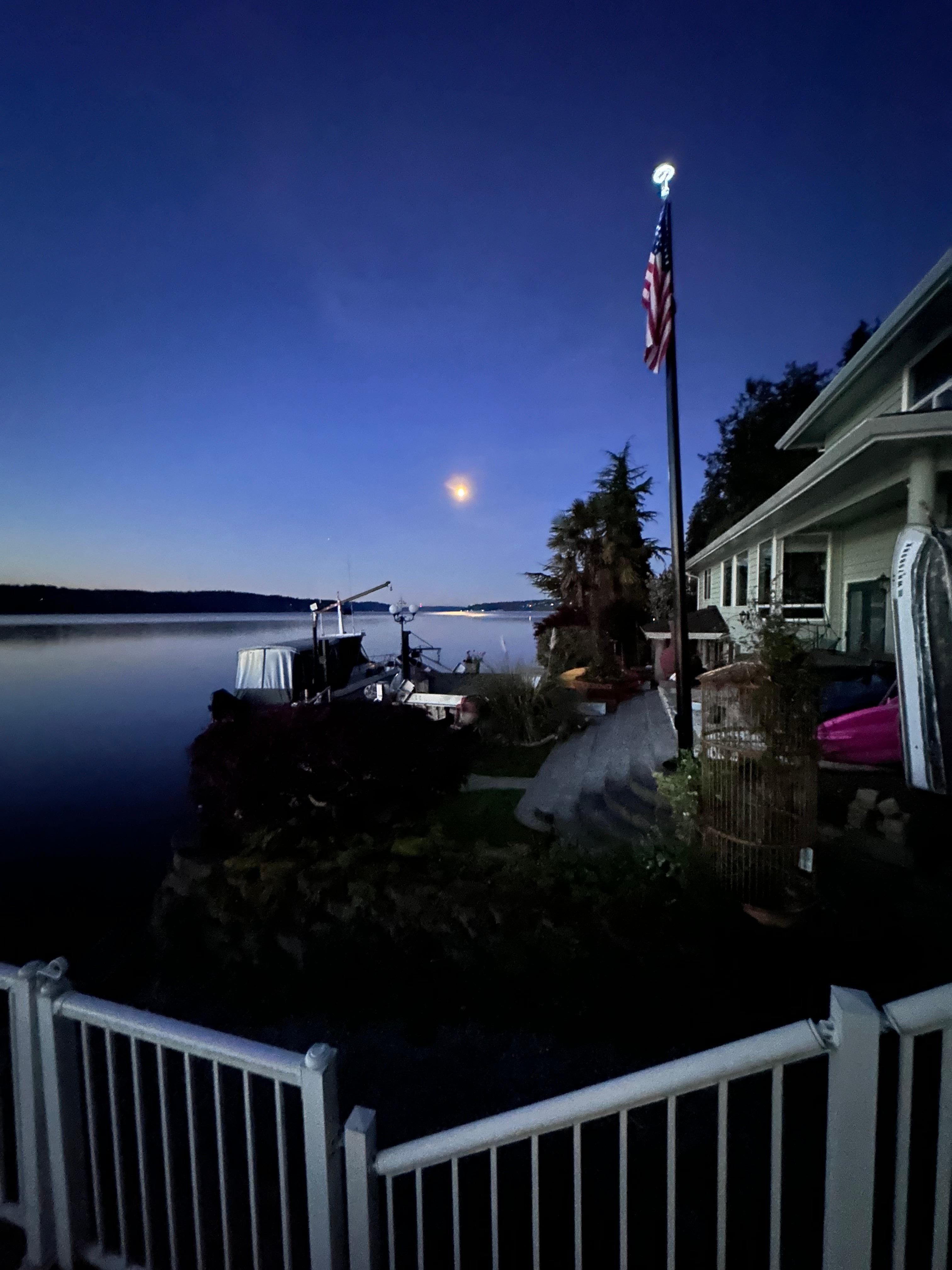 View from deck of moon reflection on water!
