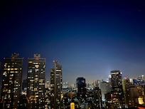 The night sky from the rooftop bar.