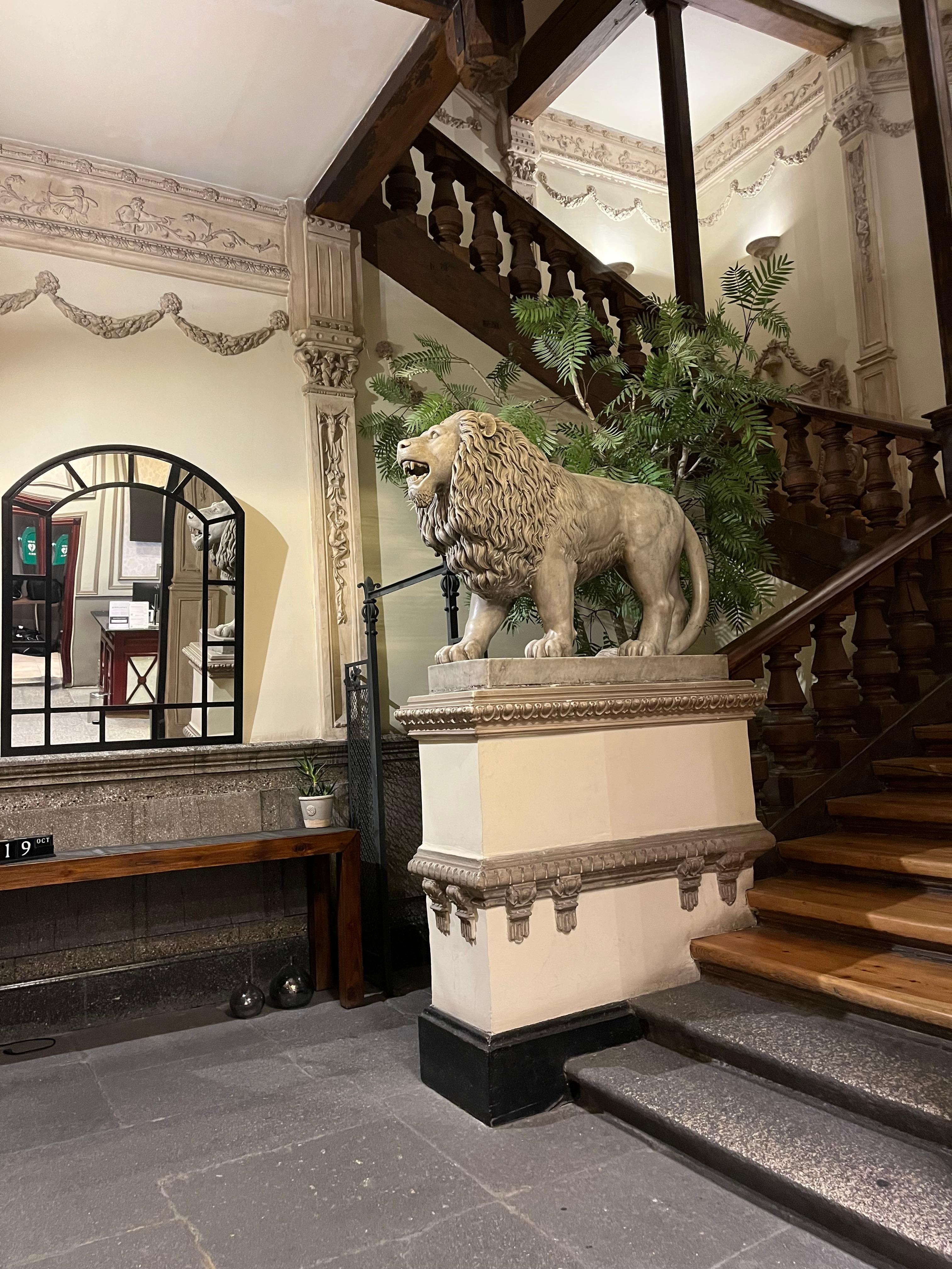 From lobby to old world stairway