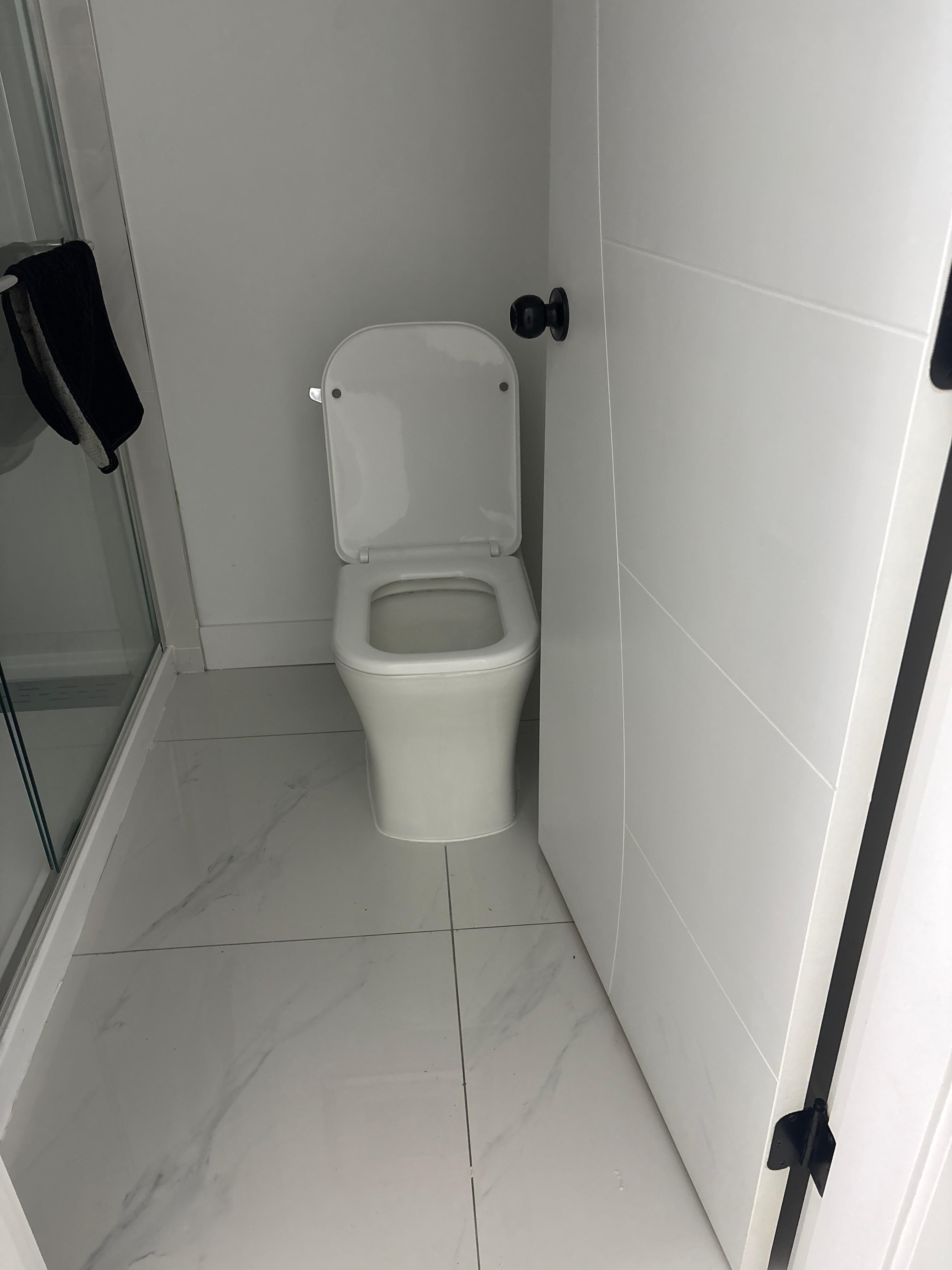 That’s as wide as door goes ! Hard to use toilet and shut door !