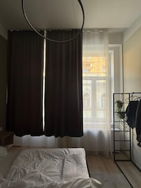 Missing a curtain pane.