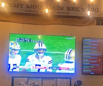 Watching the Apple Cup at one of our favorite places to eat. Stormy Mountain Brewing Co.