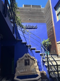 Courtyard stairs to upper floors and Skybar