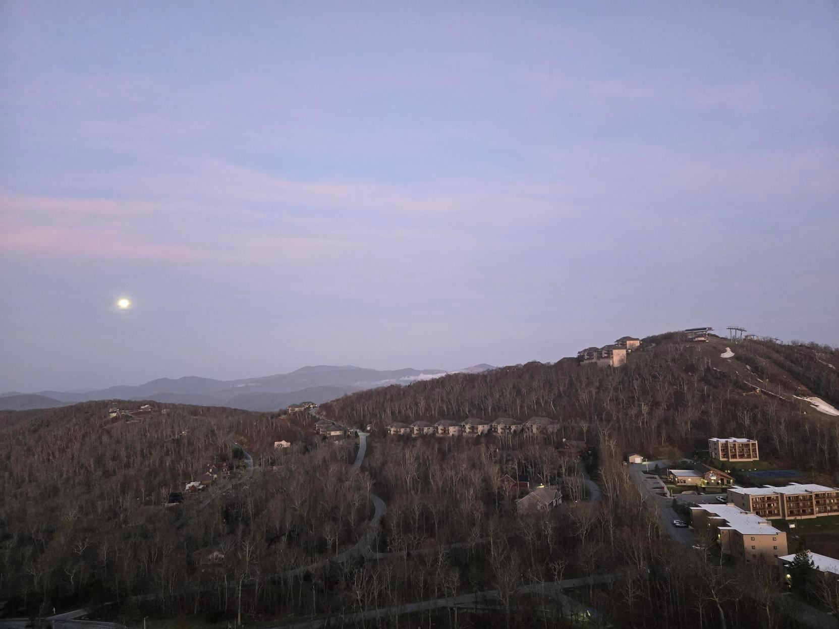 Early morning view with the moon still up