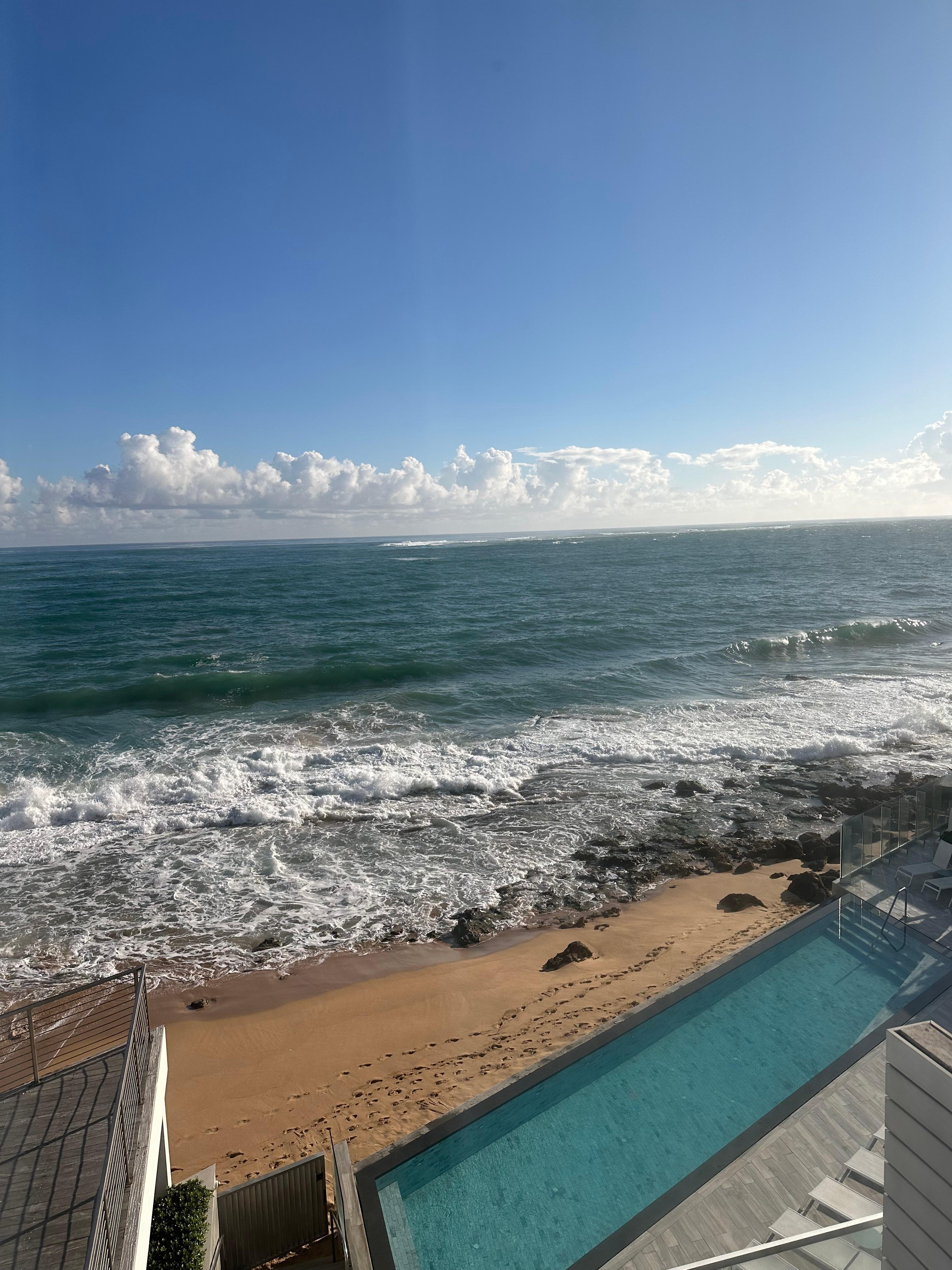 Pool view and rocks at the beach.