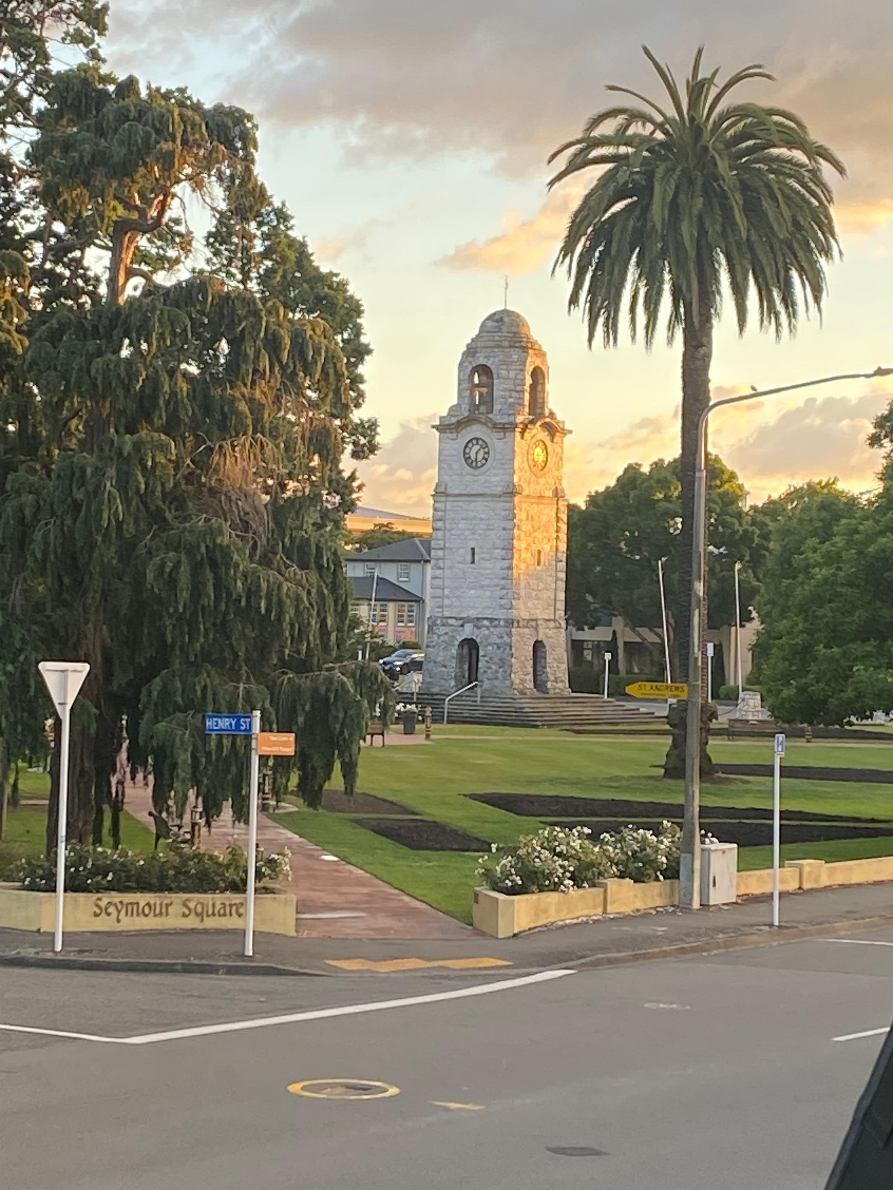Morning view of the clock tower from our room.