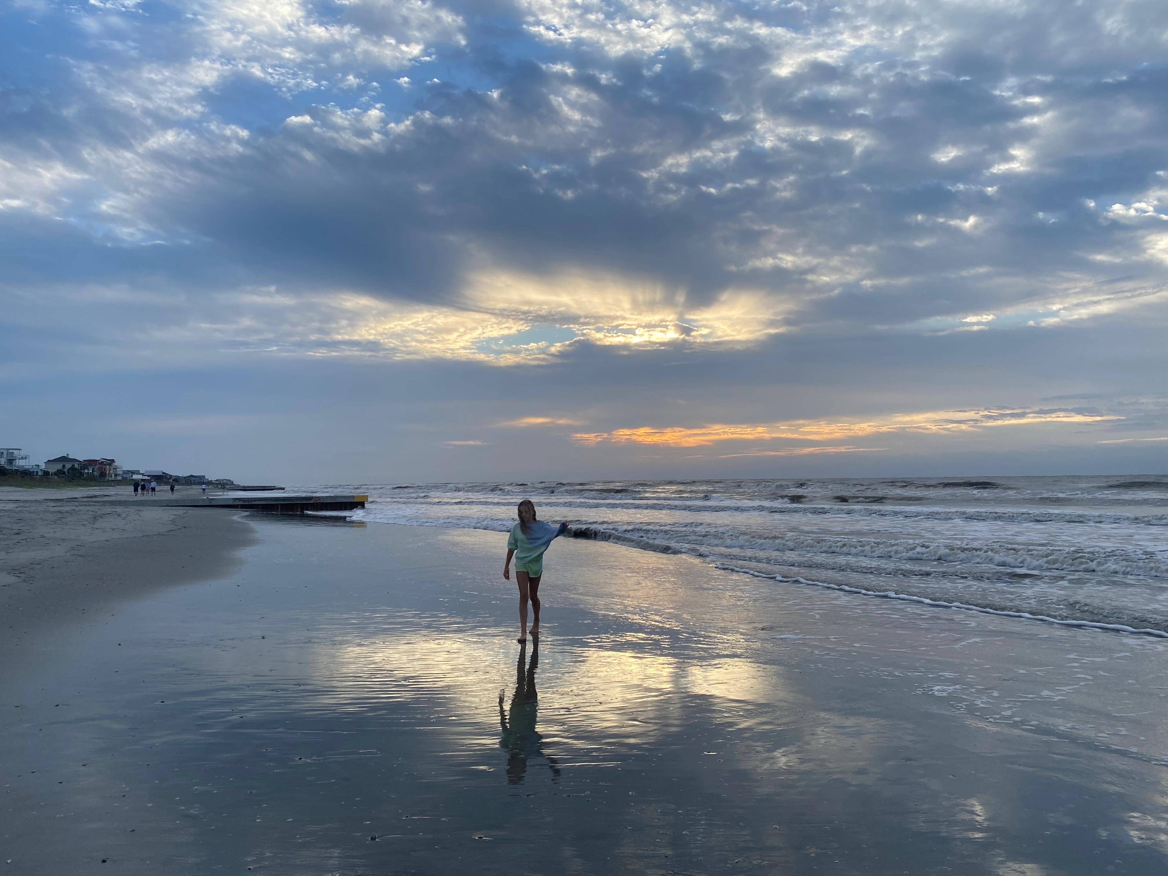 Sunrise walk on beach