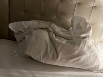 One of two flat pillows. It wasn’t even presented nicely, it was smushed down when we arrived.