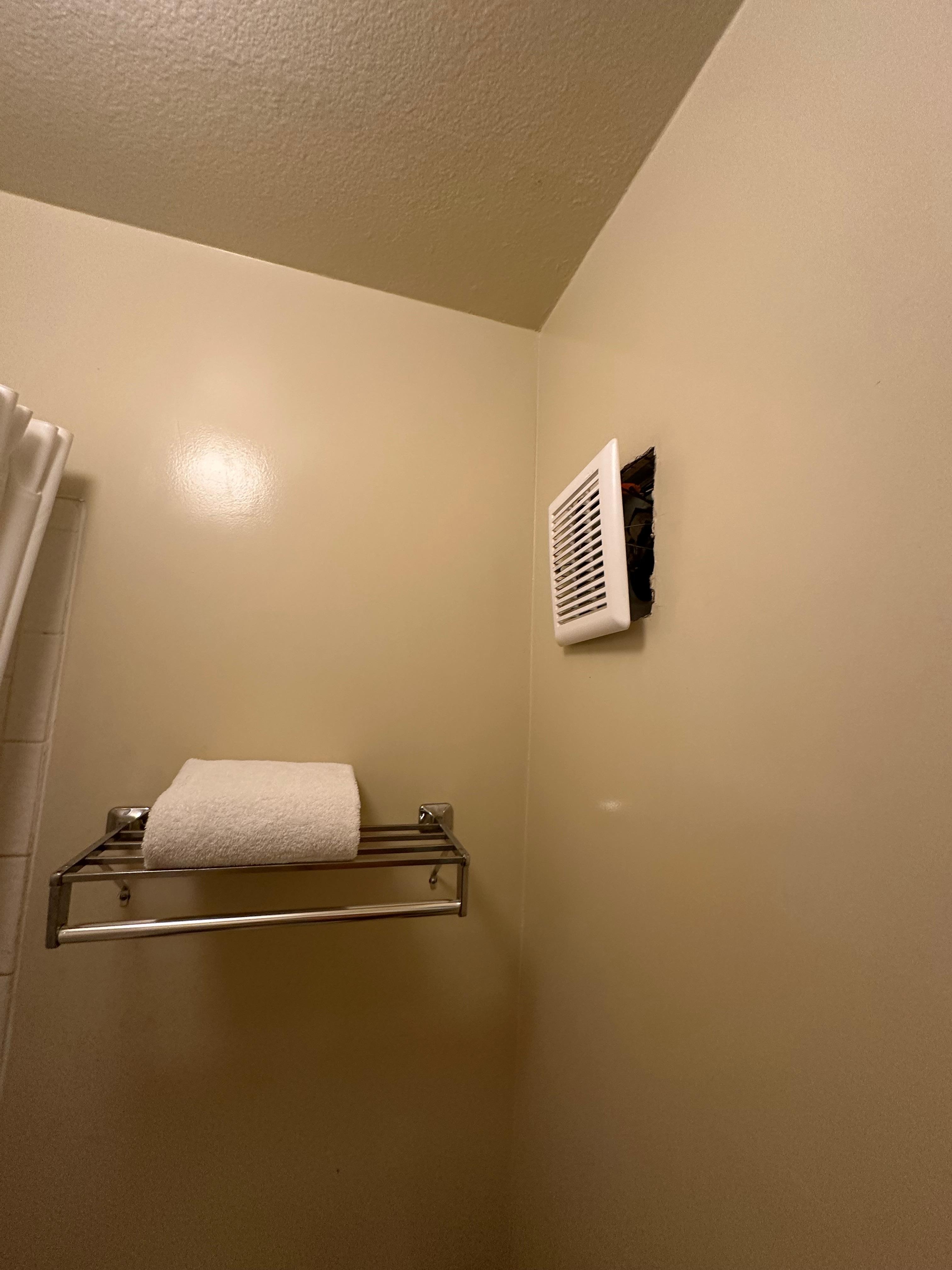 Bathroom vent is falling out of the wall and there is no hot water in the shower do yourself a favor spend an extra $40 and go to Boulder station or a nicer hotel had a burger at PT express it was the most disgusting burger I have ever had 