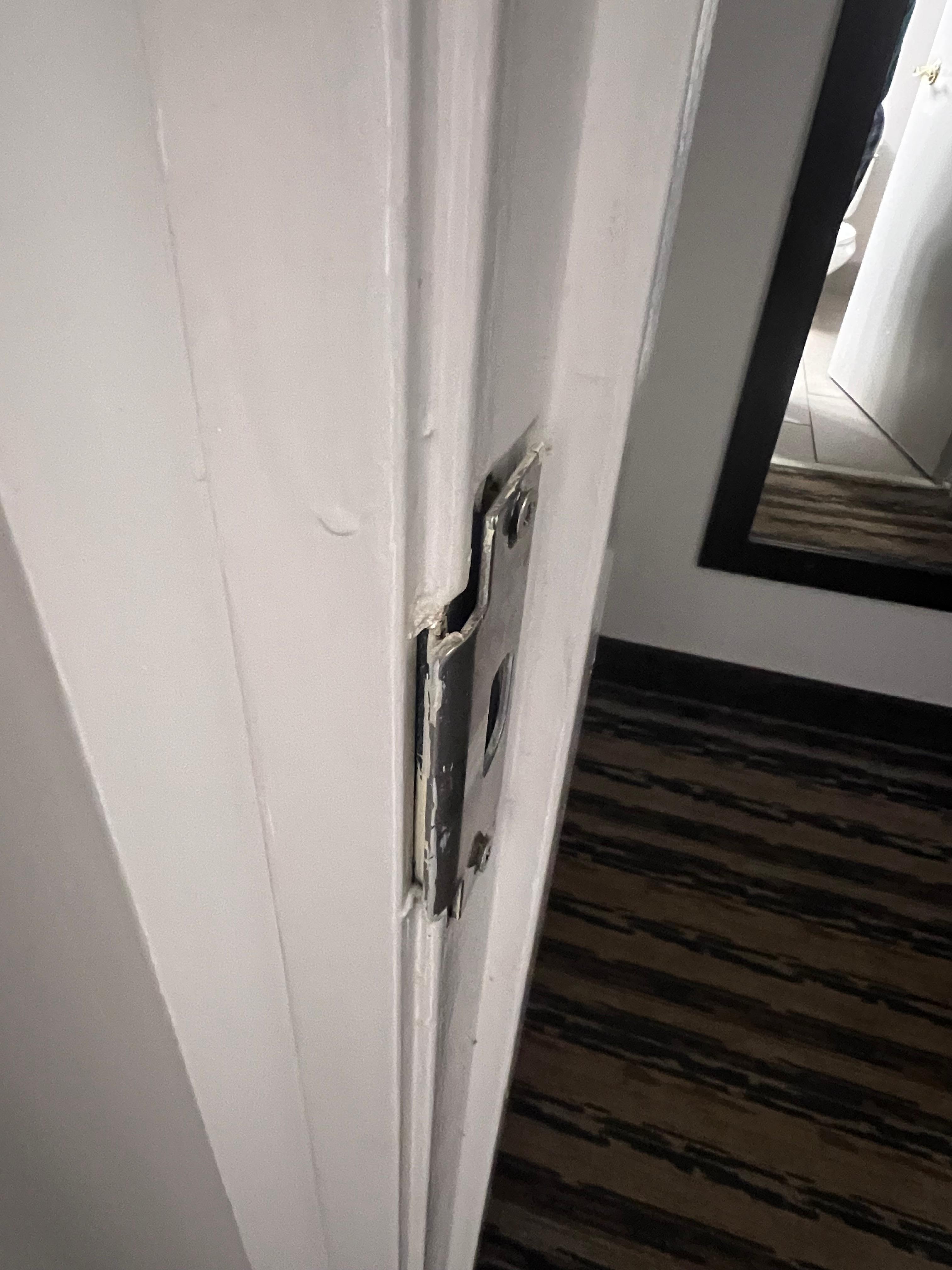 Loose door plate. Bathroom door didn’t lock. 