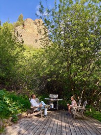 A pleasant deck area made for a nice evening cooking dinner on the grill.
