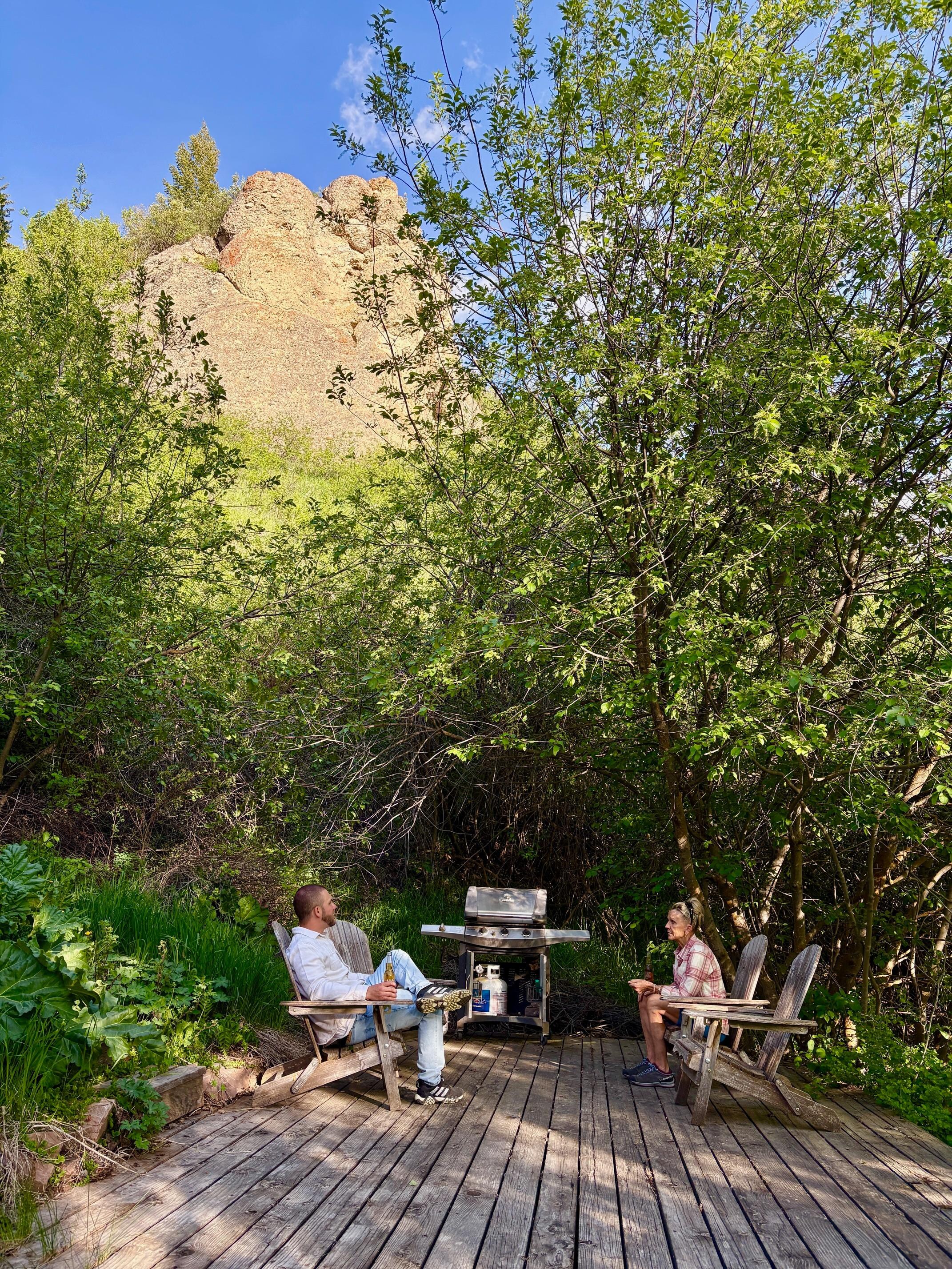 A pleasant deck area made for a nice evening cooking dinner on the grill.