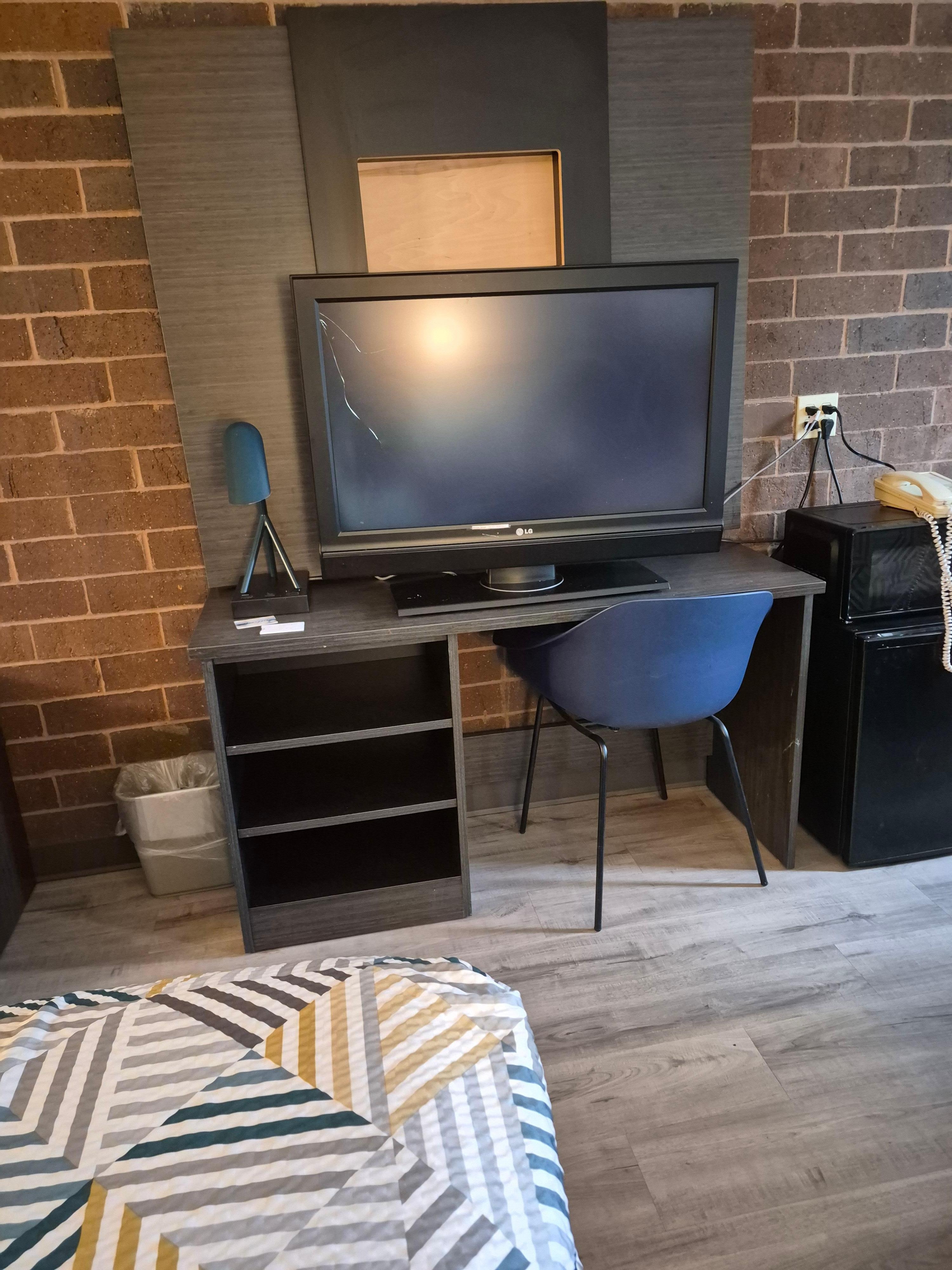 Cracked TV. Dish not working due to rain 