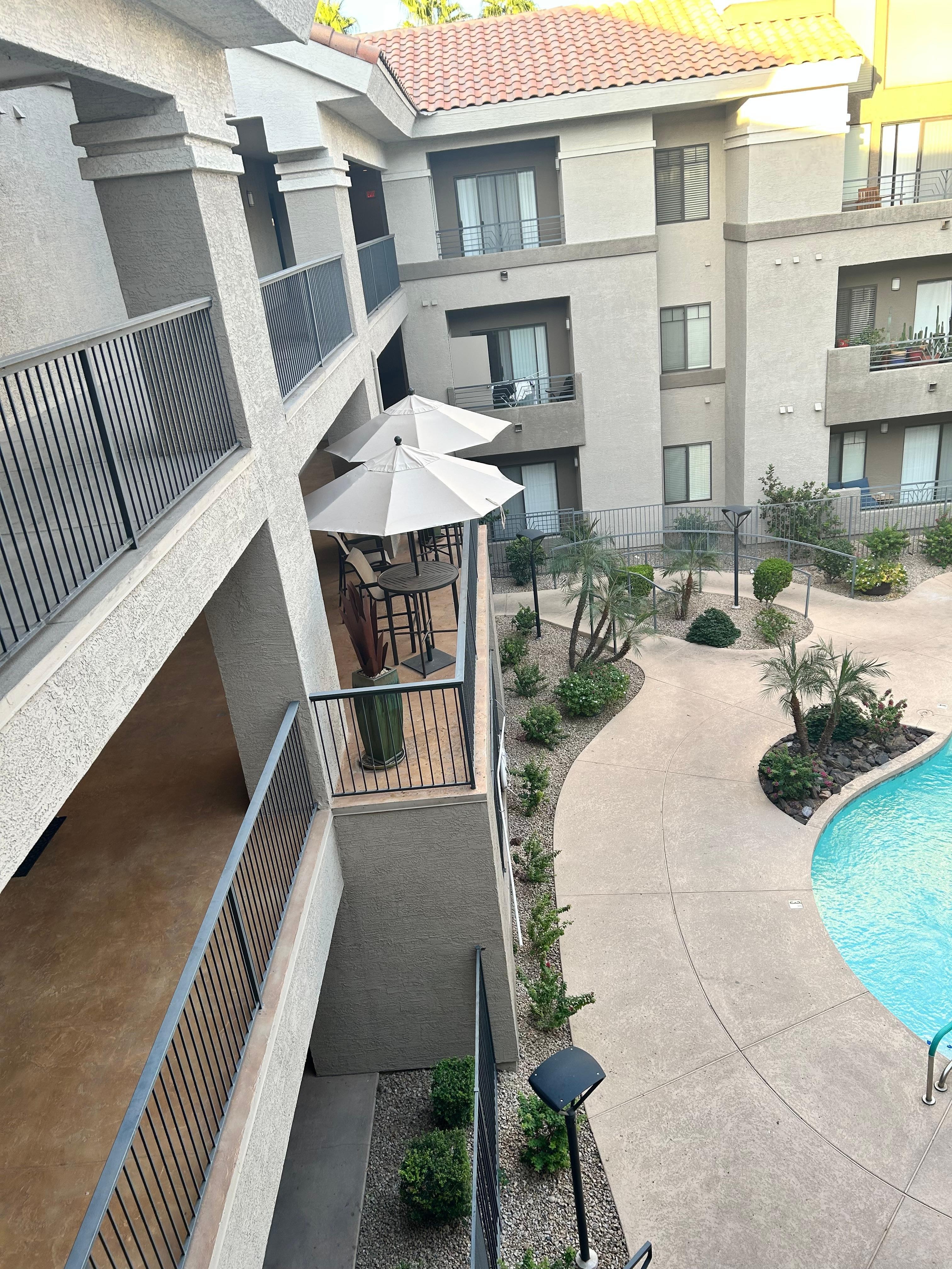 Outdoor sitting area on 2nd floor 