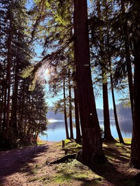 Public park and lake access across the lake
