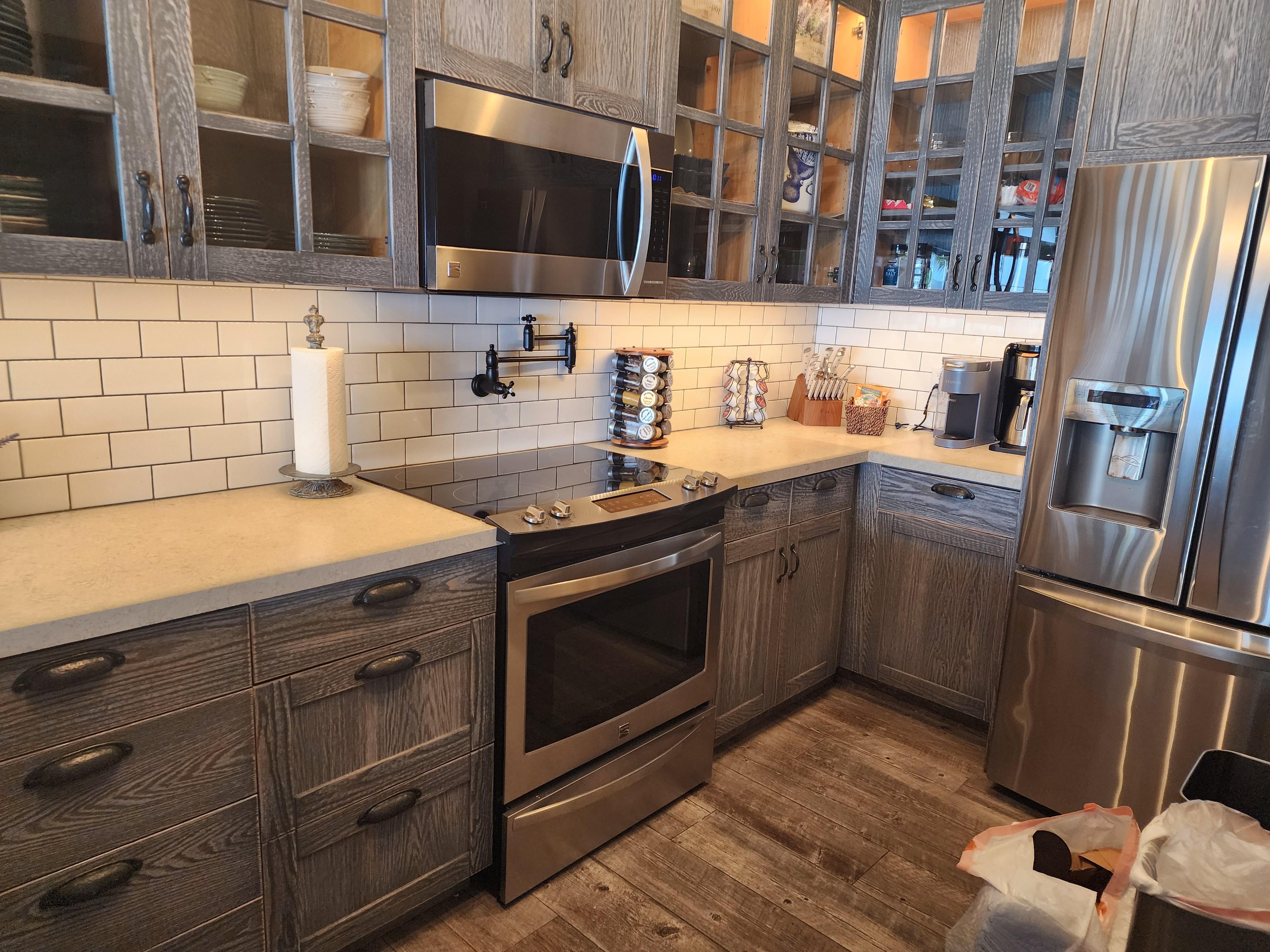 Well stocked kitchen.