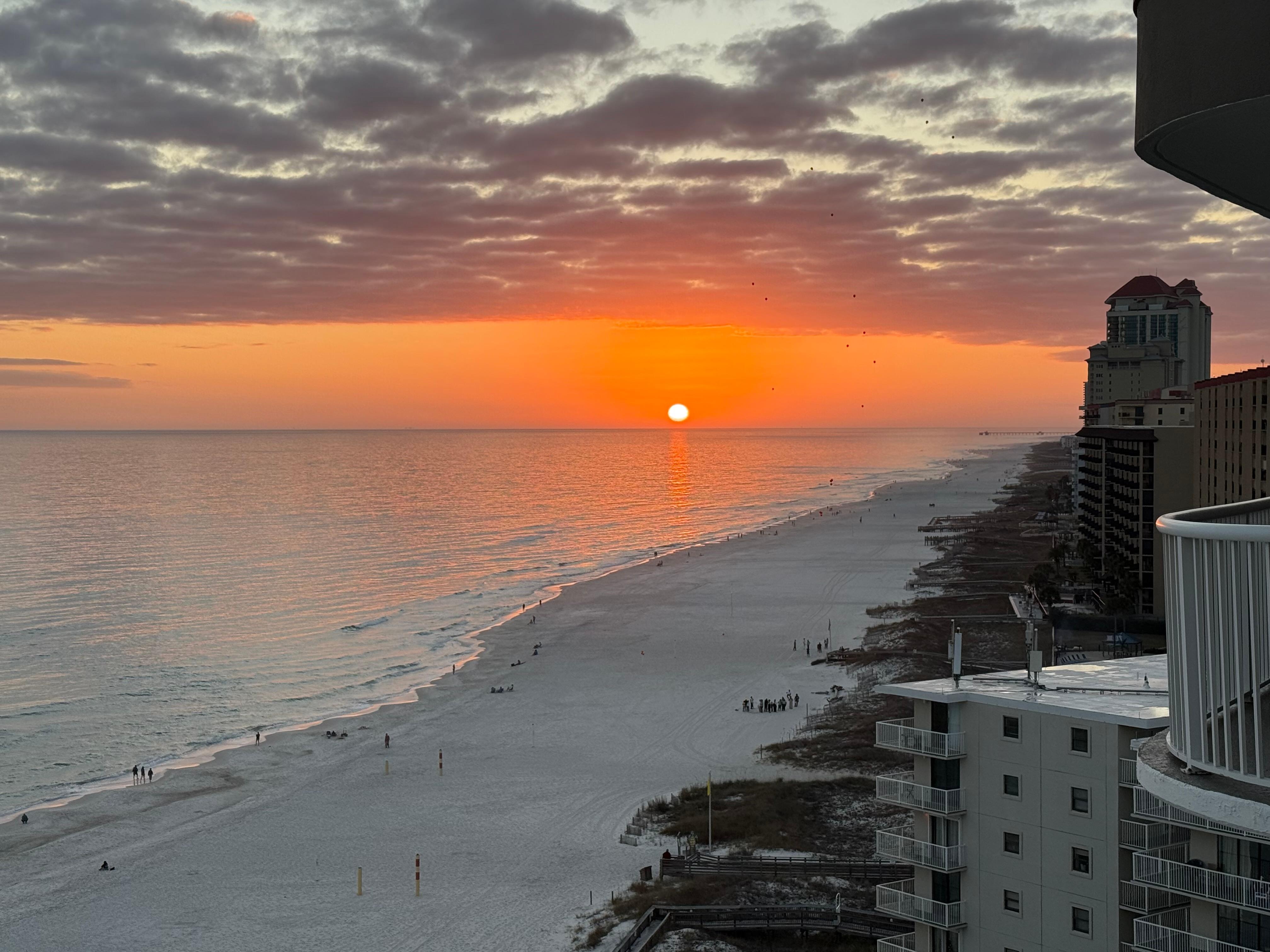 View from the balcony during December sunset.