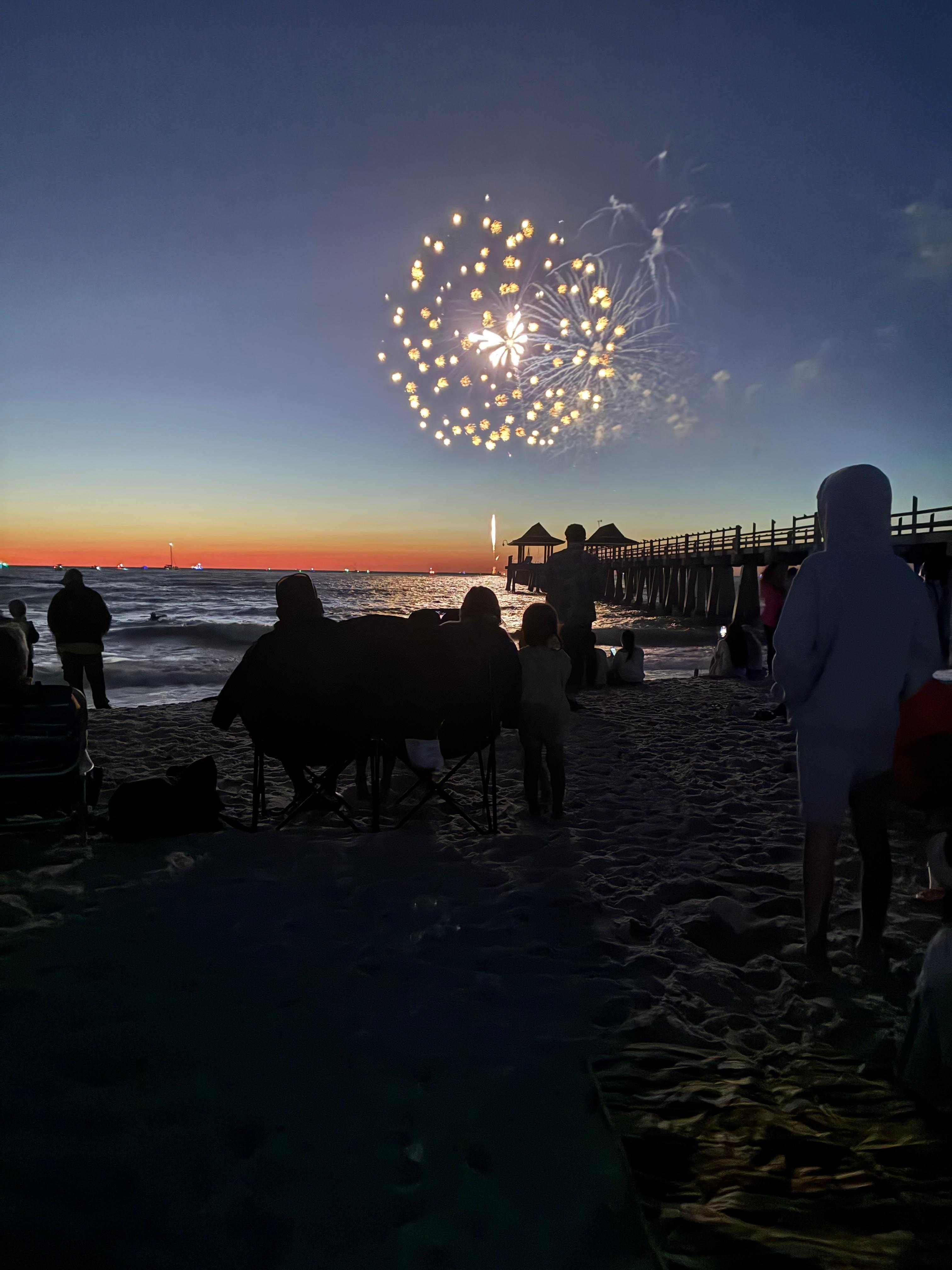 NY fireworks on the beach