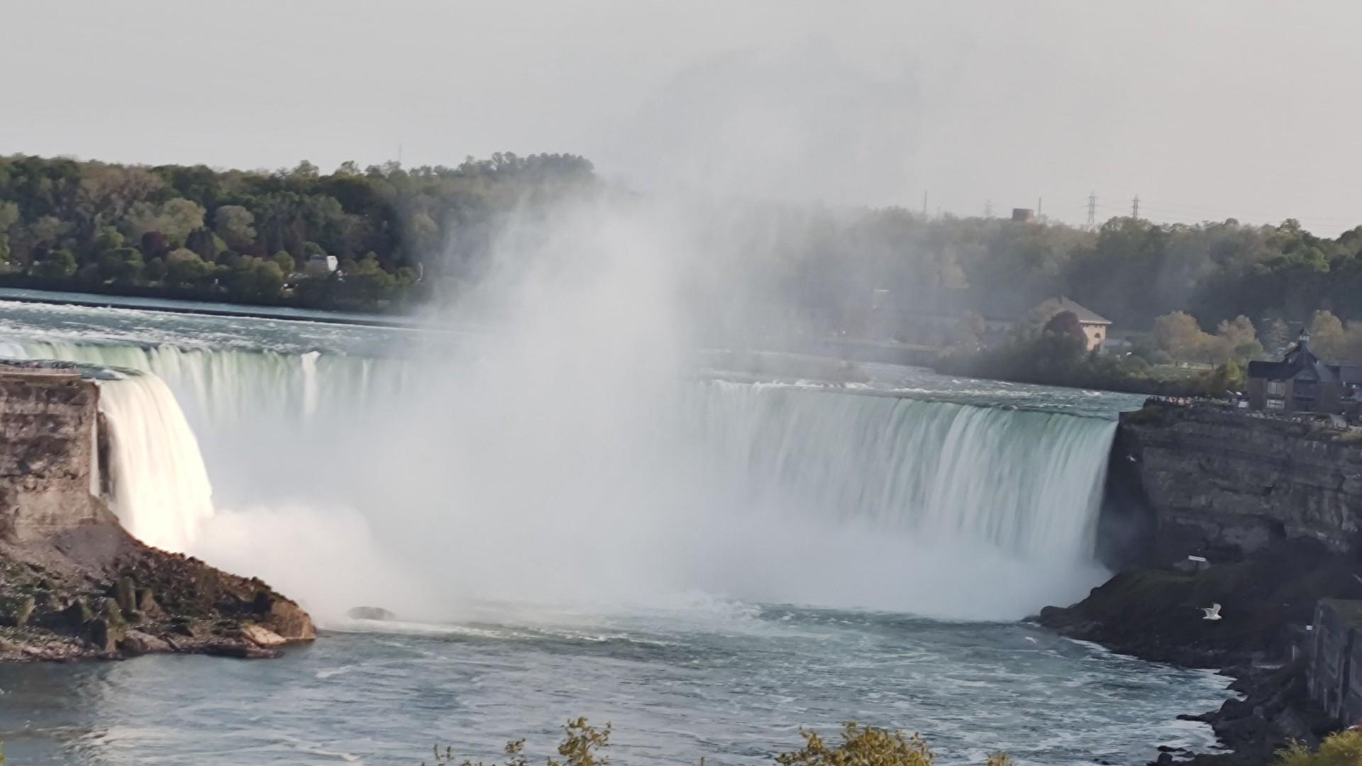 Canadian Falls in daylight from the hotel.
