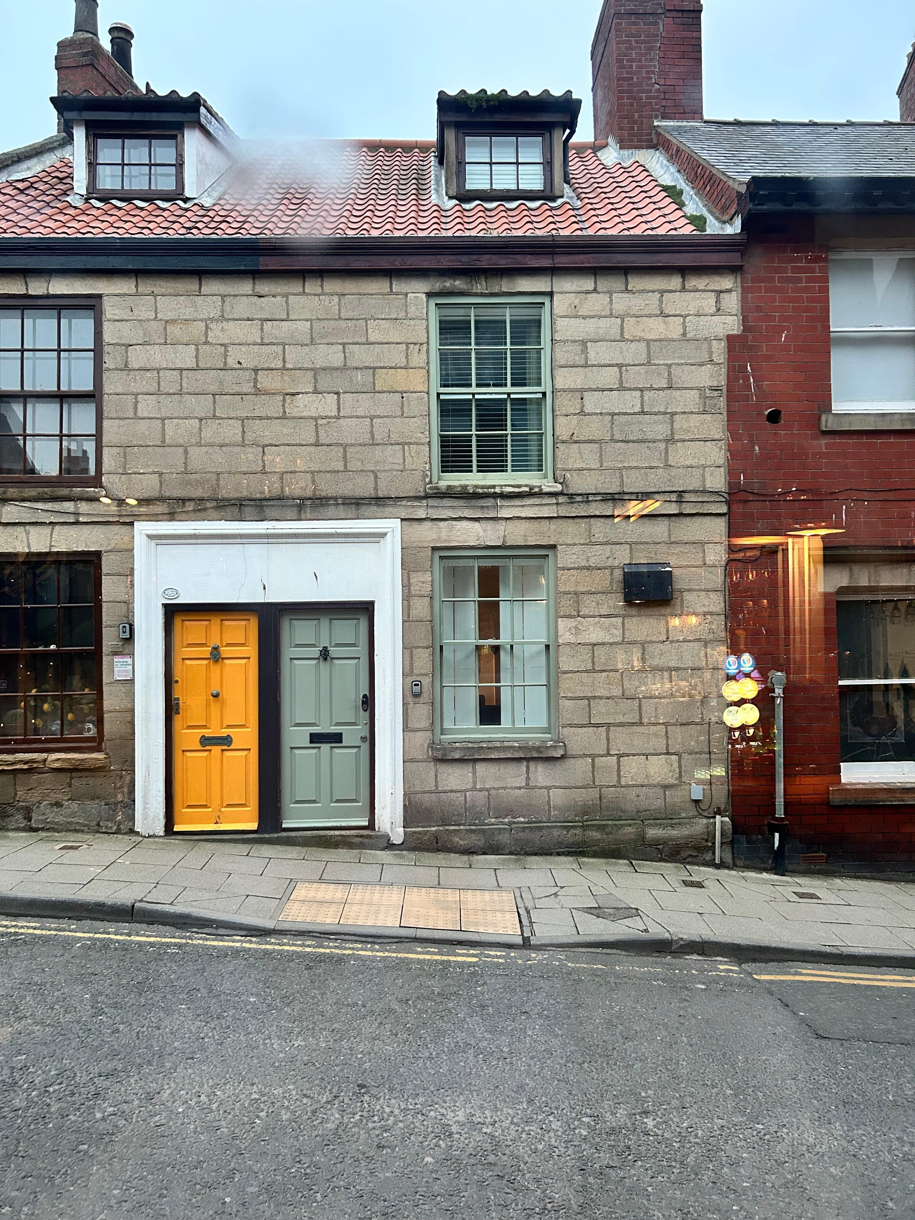 Quirky and quaint, narrow staircase which leads to two adjacent bedrooms on different levels. 
