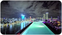 Rooftop pool at night
