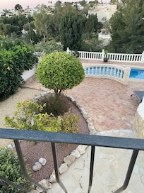 View from the balcony out to the pool