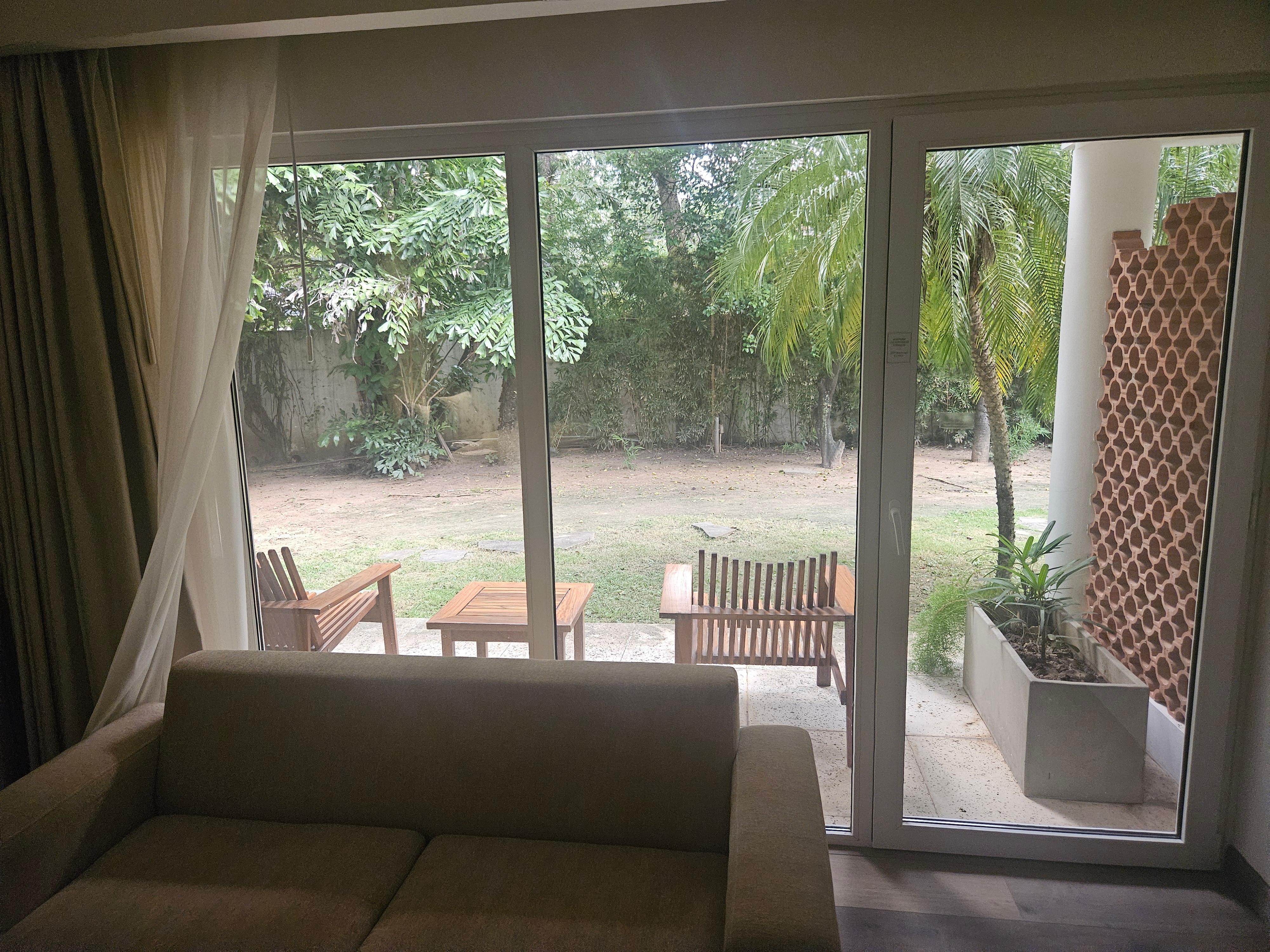 Room with rear exit