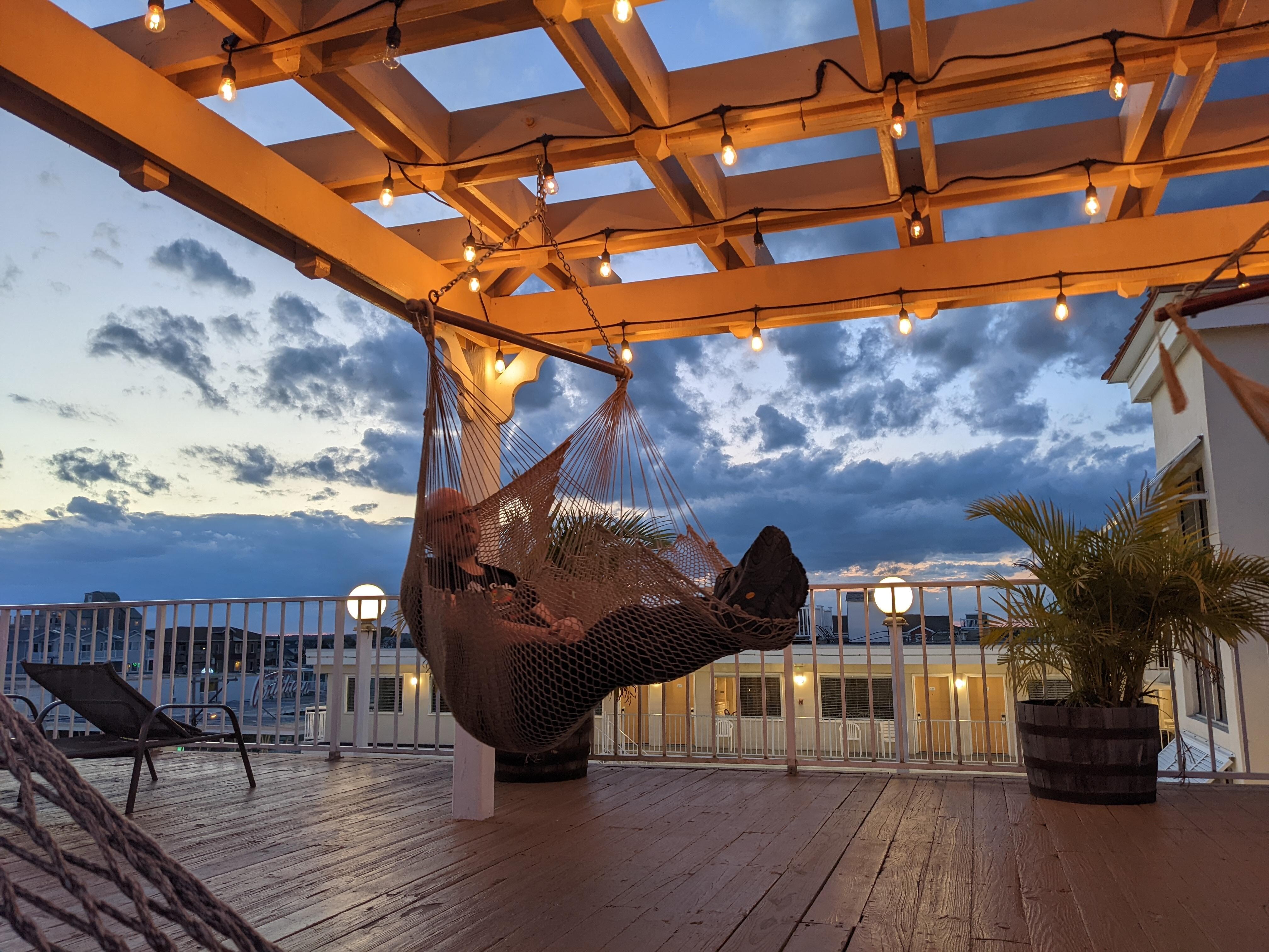 Hammock deck at sunset