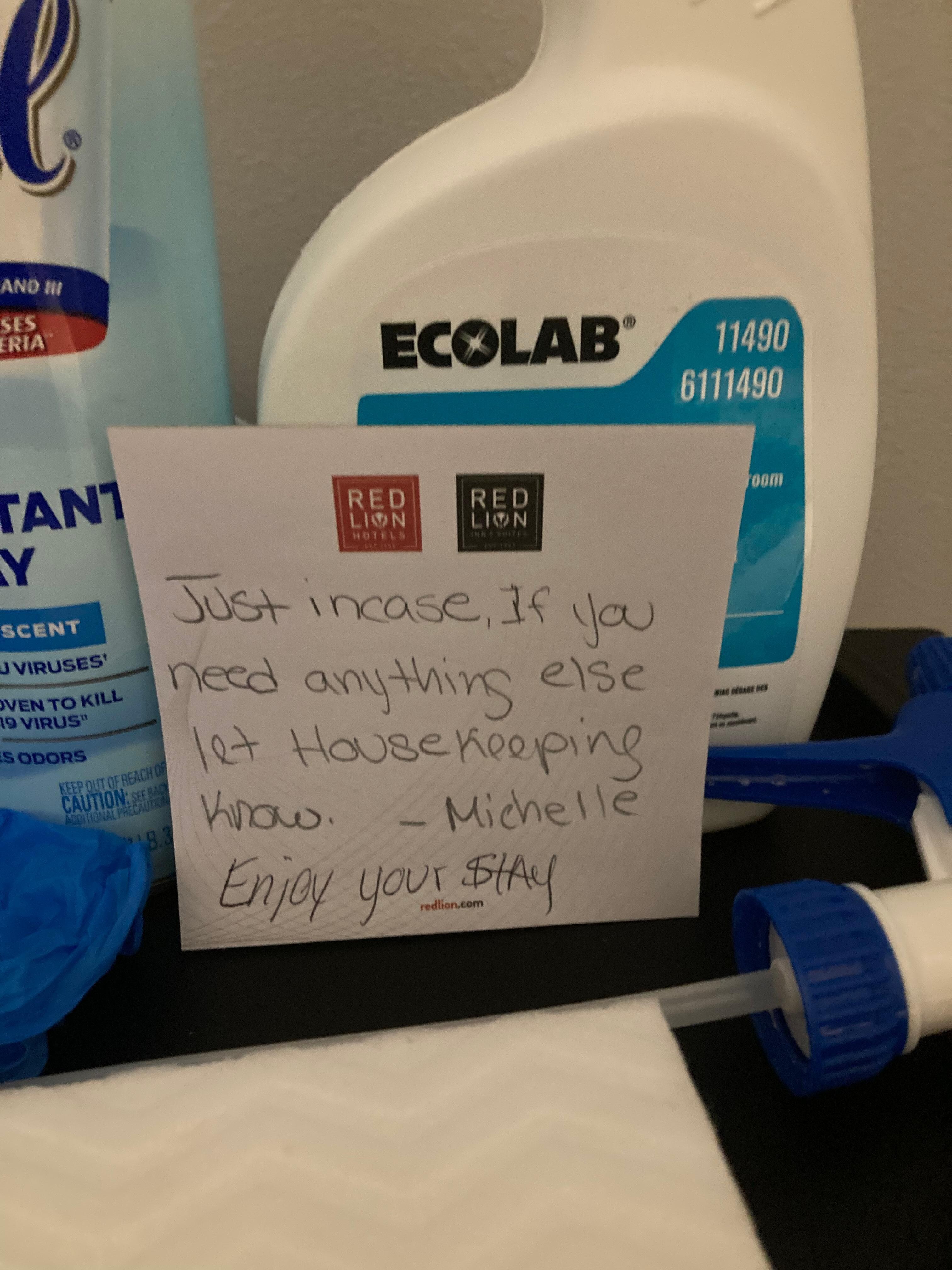 Left by housekeeping