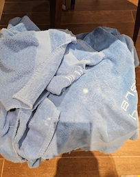 Towels replaced. They are very old, have many bleached marks. Just look like a rag.
