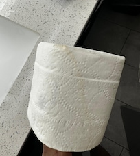 The dirty toilet paper, I threw away.