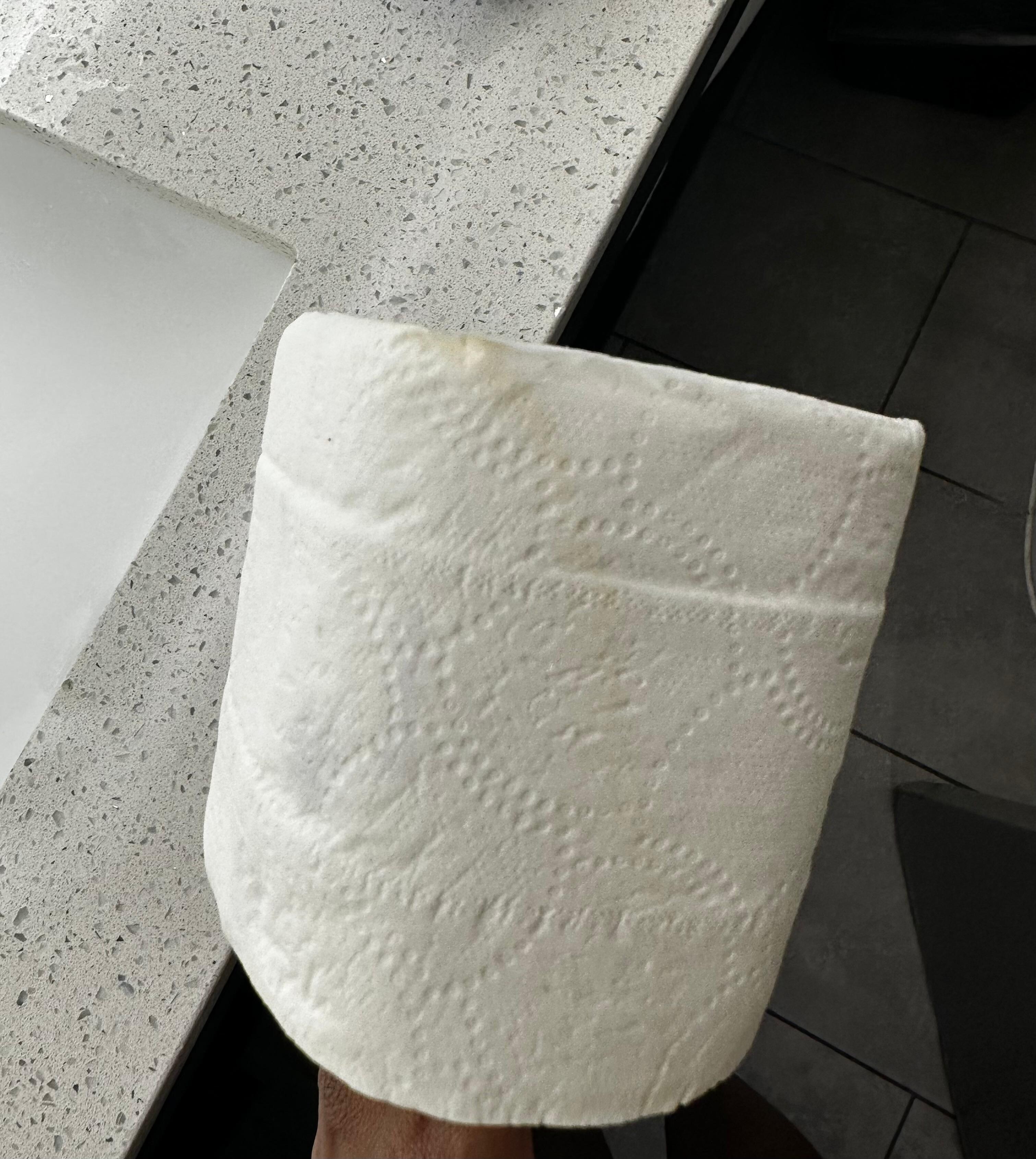 The dirty toilet paper, I threw away.